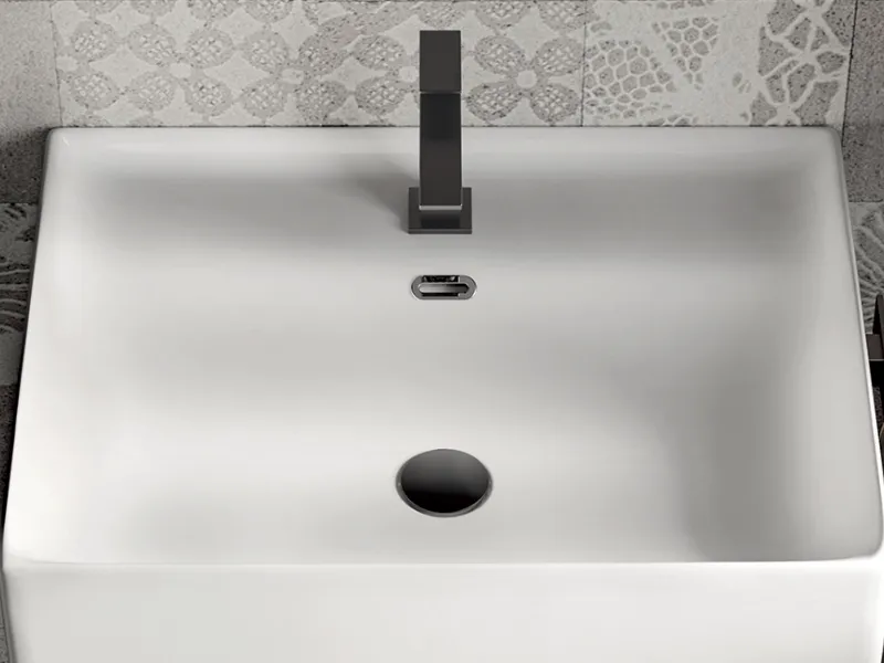 Lavabo in ceramica bianca opaca con effetto vellutato Touch della collezione My Time di Ideagroup