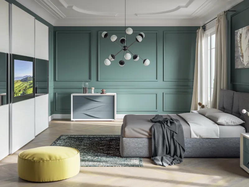 Camera da letto grigia e verde Giessegi