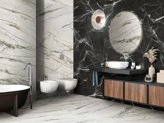 Ariana Ceramica propone la nuova collezione di gres porcellanato effetto marmo Epoque 21