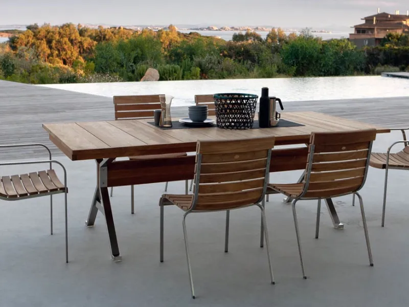 Tavolo allungabile rettangolare in teak EQUINOX di Unopiù 