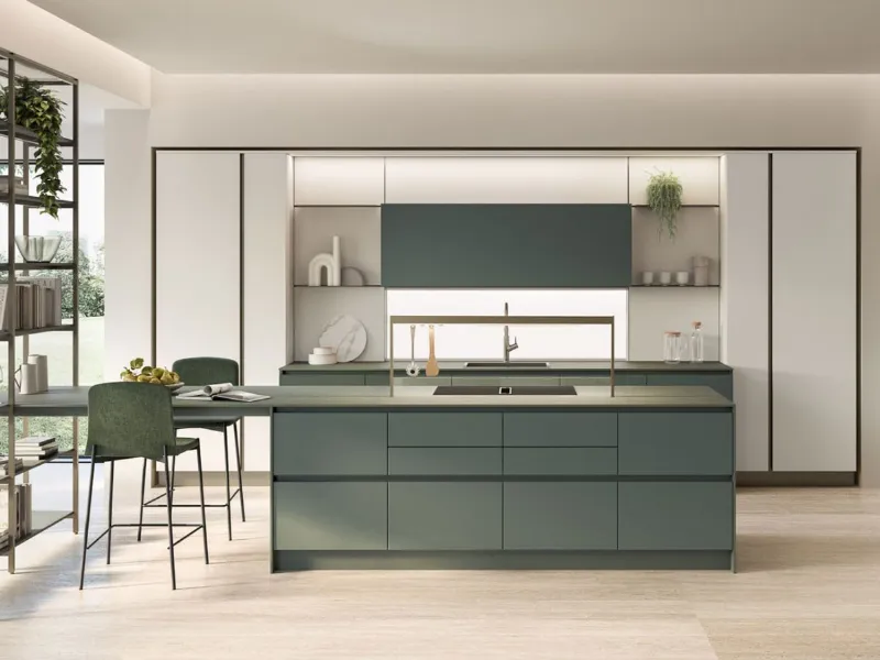 Oyster di Veneta Cucine con sgabelli Giara