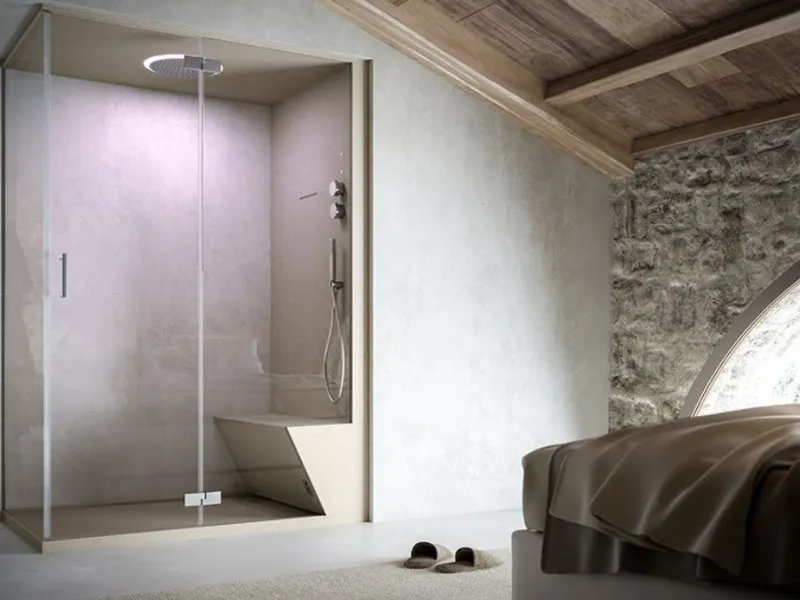 Il box doccia angolare con bagno turco Nonsolodoccia Home di Glass 1989