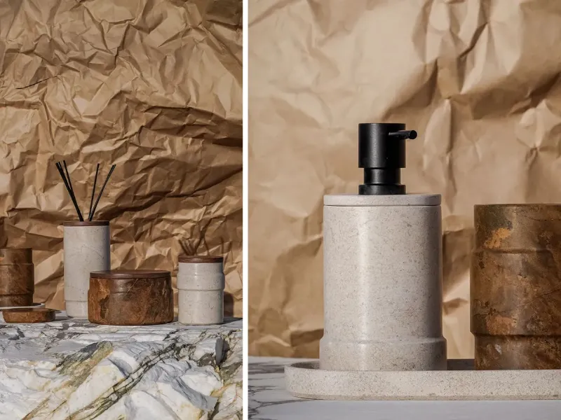 Collezione Link di Maami Home: accessori realizzati con scarti di pietre naturali