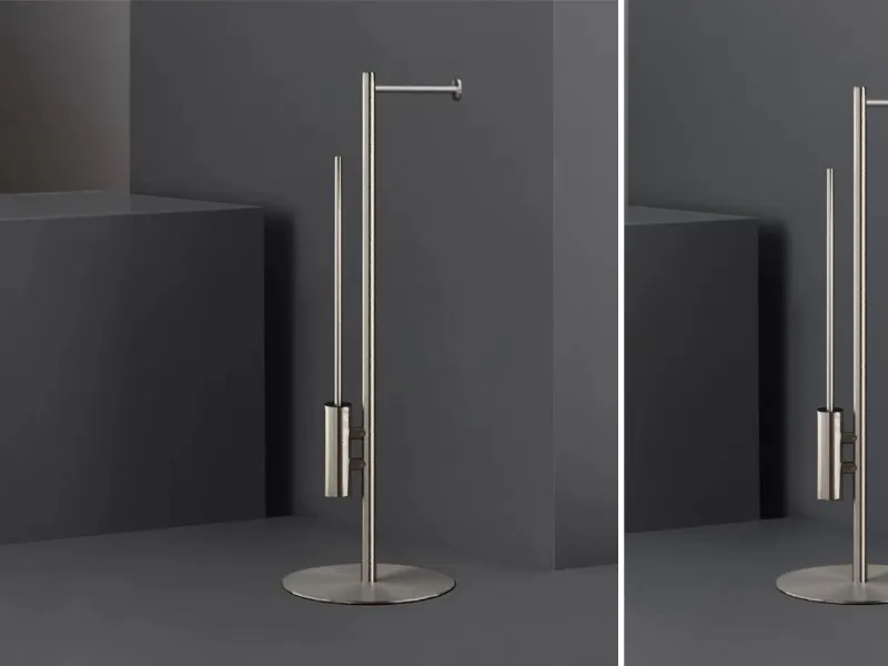 Ceadesign - STEM 17: Piantana portarotolo e scopino in acciaio inossidabile