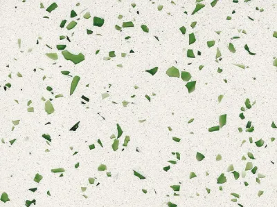 lastra con pagliuzze di vetro verde su sfondo beige chiaro