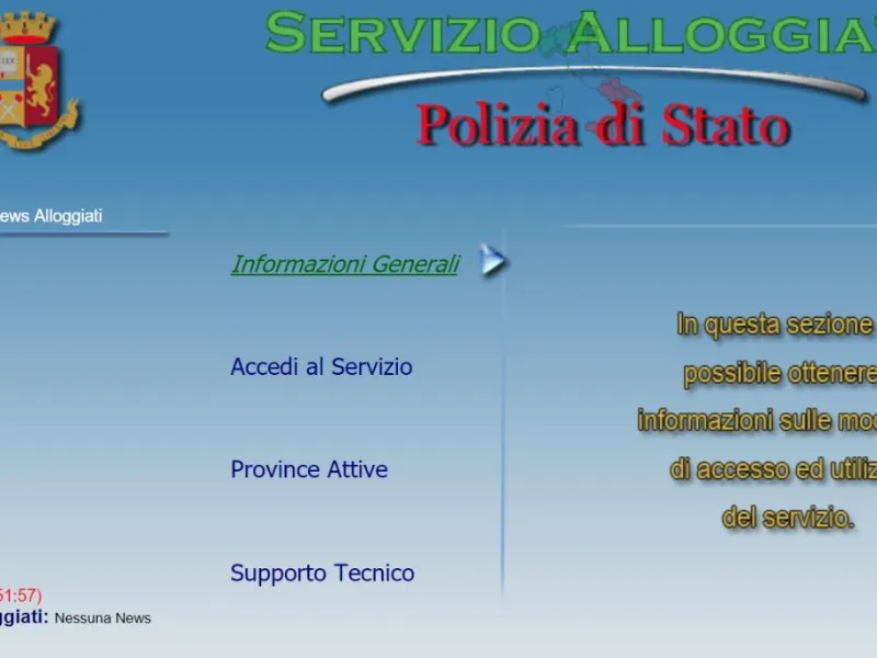I dati degli ospiti devono essere trasmessi telematicamente alla Questura