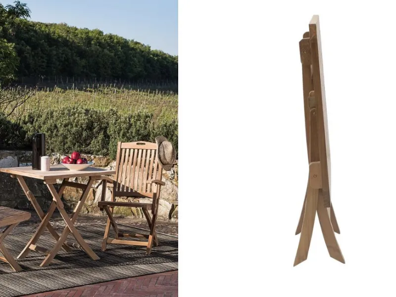 Tavolo quadrato pieghevole Singaraja-Moon di Il Giardino di Legno
