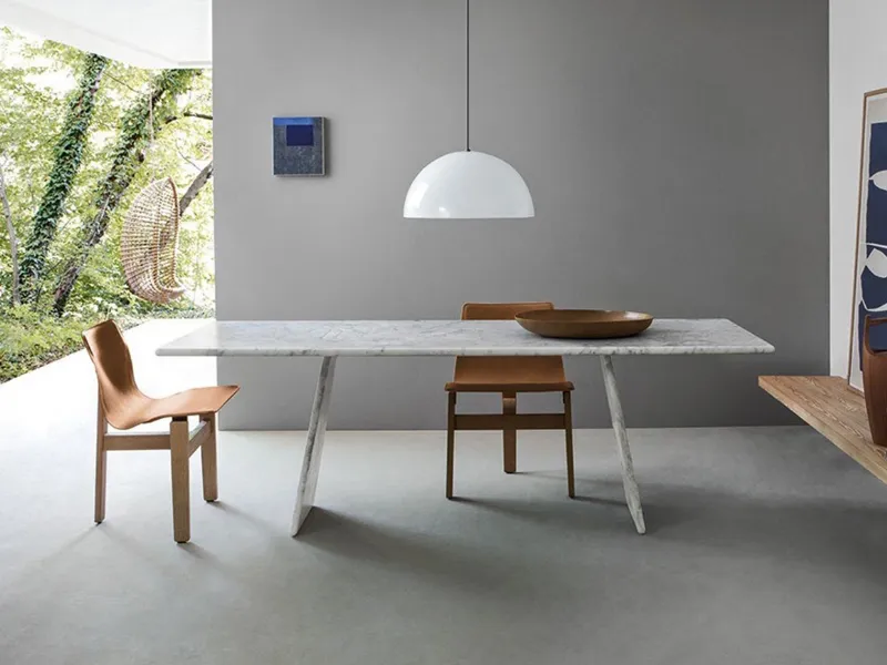 Tavolo rettangolare in marmo bianco di Carrara, modello Asolo di Agapecasa, design Angelo Mangiarotti – 1981
