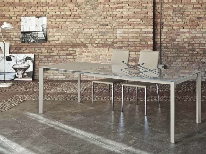Tavolo Bontempi Dublino con piano in cristallo