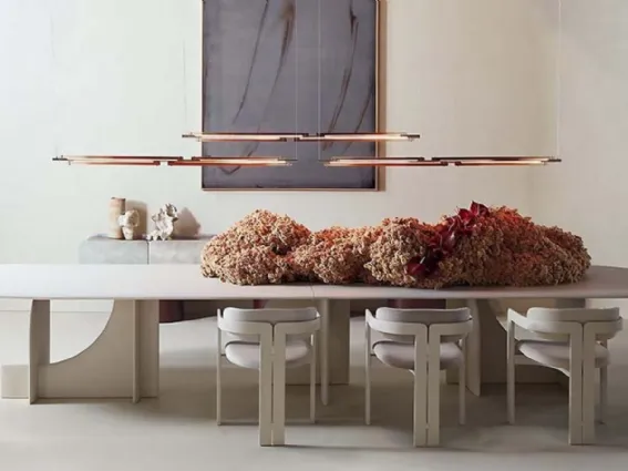 Selce-T, tavolo da pranzo di Gallotti&Radice realizzato con l'applicazione di polveri naturali