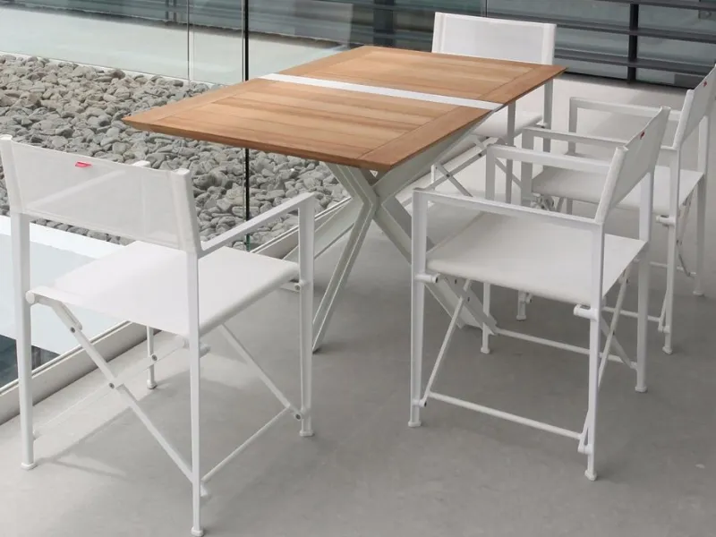 Tavolo in alluminio e teak Traverse by Royal Botania