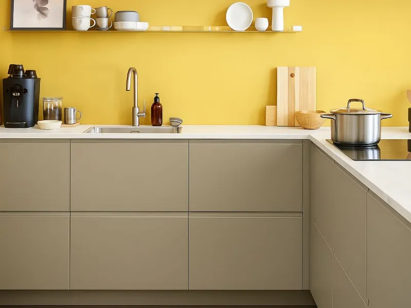 Cucina con piano di lavoro in laminato