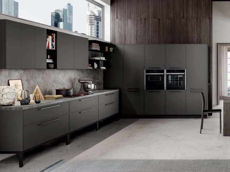 La cucina Aria di Arredo3 presenta top in Dekton