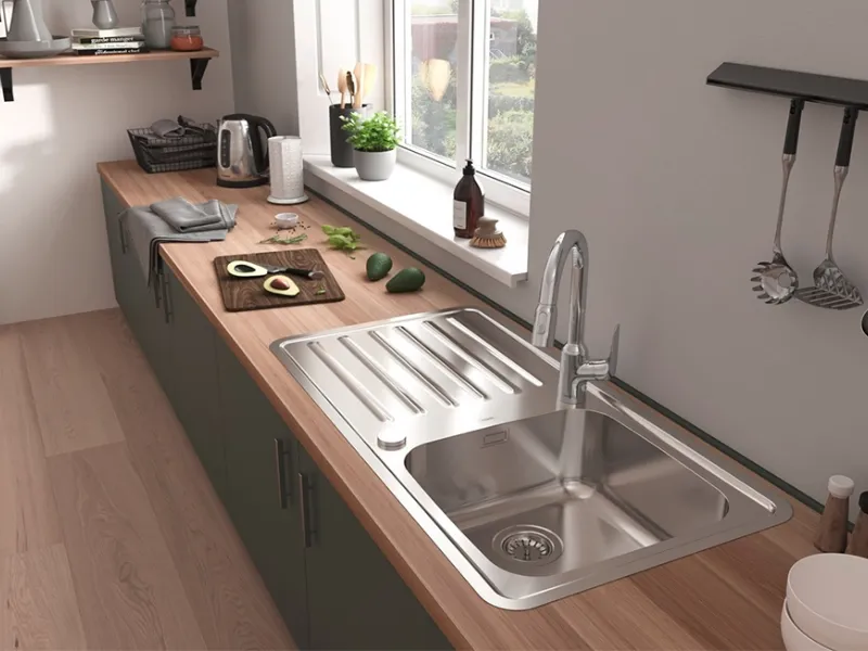 Lavello in acciaio inox, collezione S41 di HansGrohe