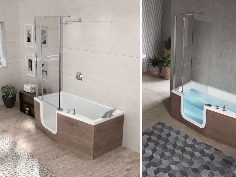 Iris - Vasca da bagno rettangolare con doccia di Novellini