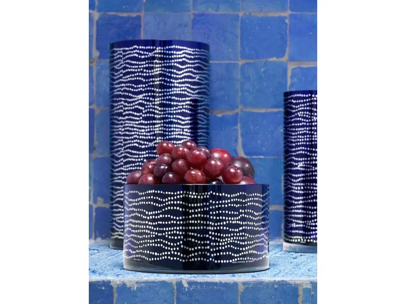 Vaso bagno decorato blu e argento