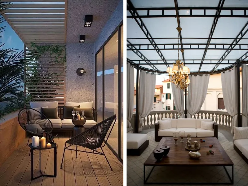 In versione moderna e classica, la terrazza è un rilassante luogo conviviale 